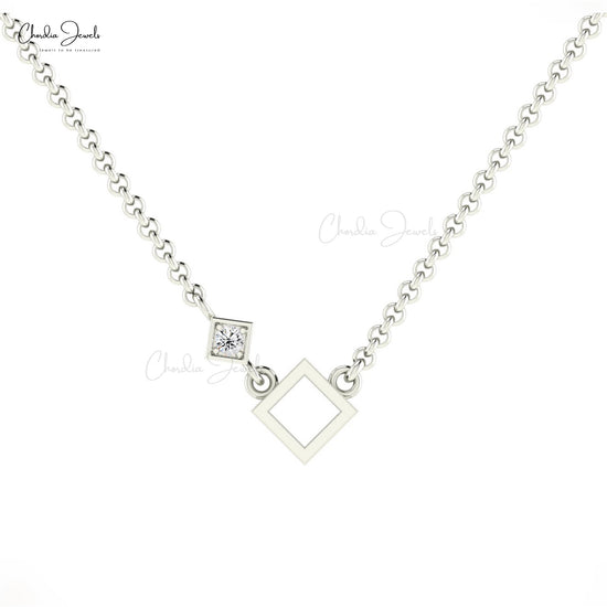 18ct White Gold Diamond Square Cluster Necklace – GoldArts