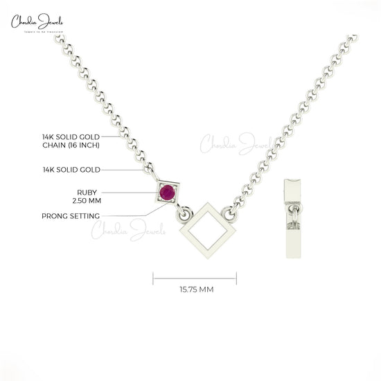 Natural Ruby Square Necklace