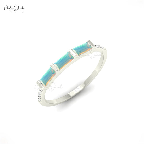 Load image into Gallery viewer, Prong Set Real Opal Diamond Stackable Anniversary Ring For Women
