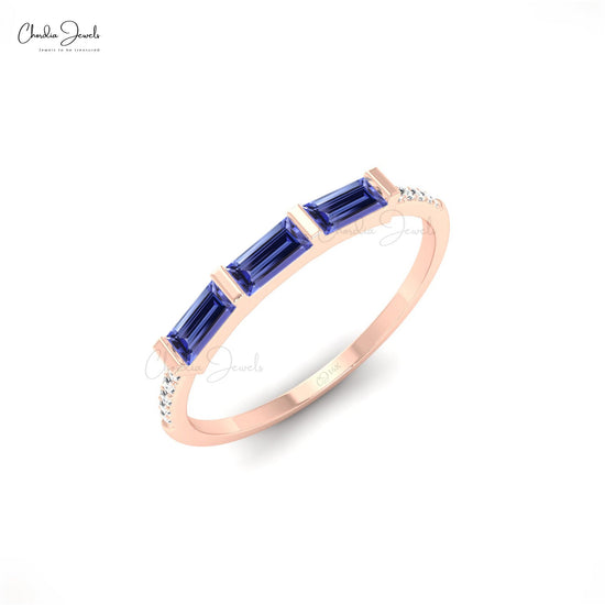 Load image into Gallery viewer, Genuine Tanzanite Ring in 14k Solid Gold For Wedding
