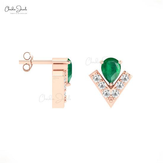 14k Gold Emerald Earrings