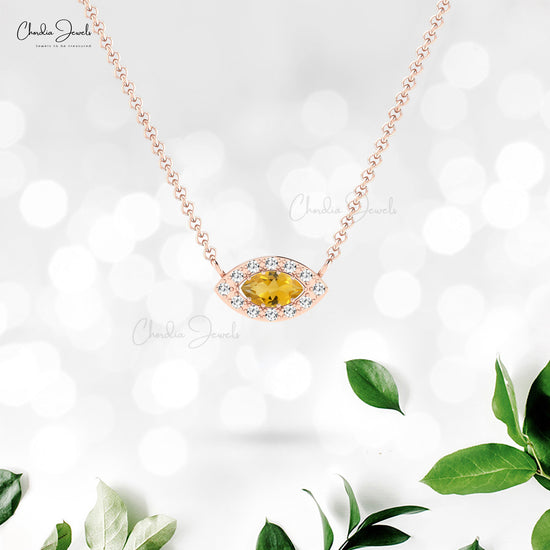 Yellow Citrine Marquise Necklace