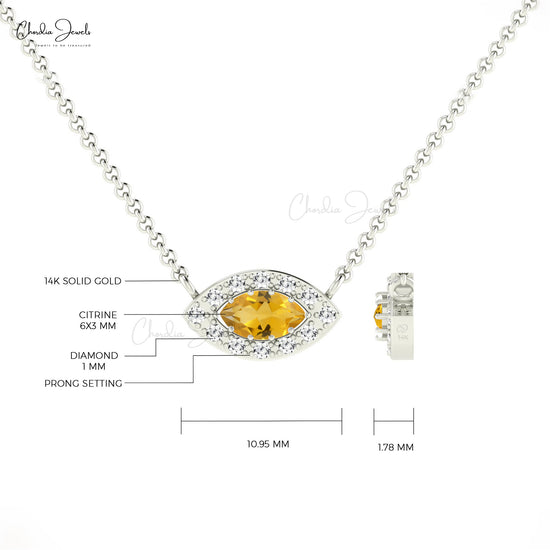 Yellow Citrine Marquise Necklace