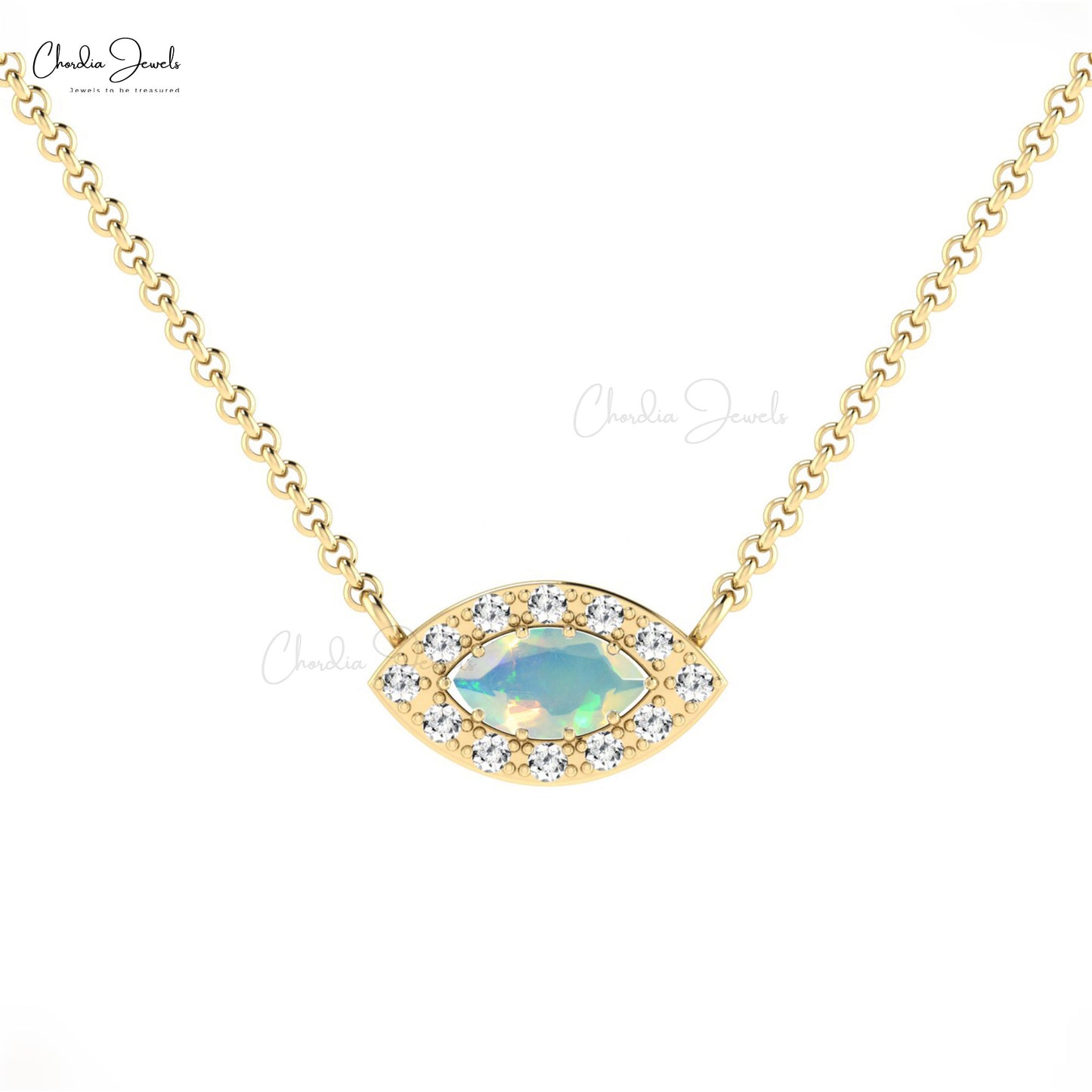 Load image into Gallery viewer, Customized Original AAA Quality Natural Fire Opal and White Diamond Halo Necklace Pendant in 14k Solid Gold Light Weight Jewelry For Gift
