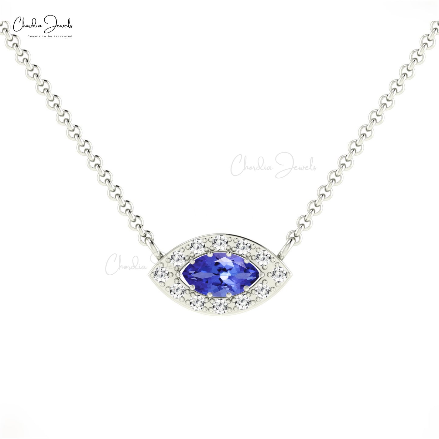 Natural Tanzanite Marquise Shape Vintage Halo Necklace Pendant 14k Real Gold Diamond Unique Handmade Minimalist Jewelry