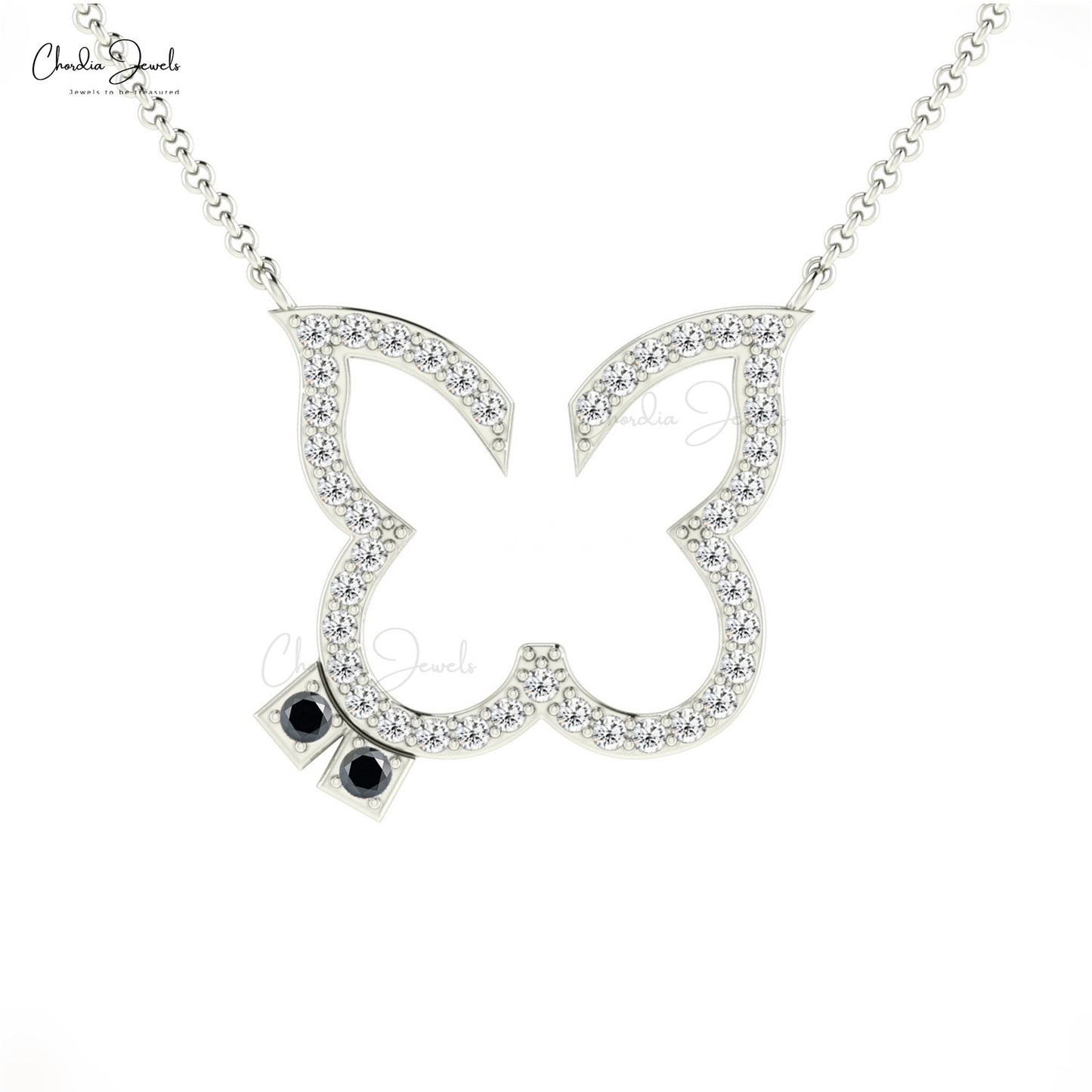 Black Diamond Butterfly Necklace