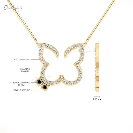 Black Diamond Butterfly Necklace