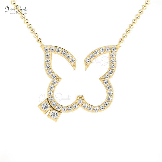 Diamond Open Butterfly Necklace in 14k Gold for Her