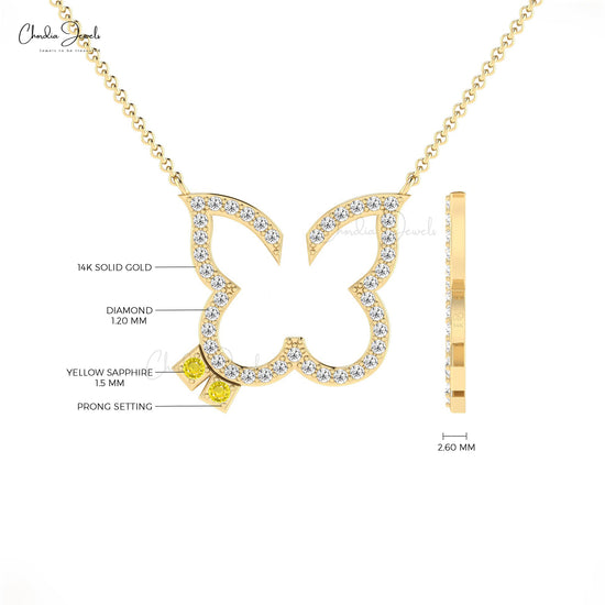 Load image into Gallery viewer, Natural Yellow Sapphire Butterfly Necklace
