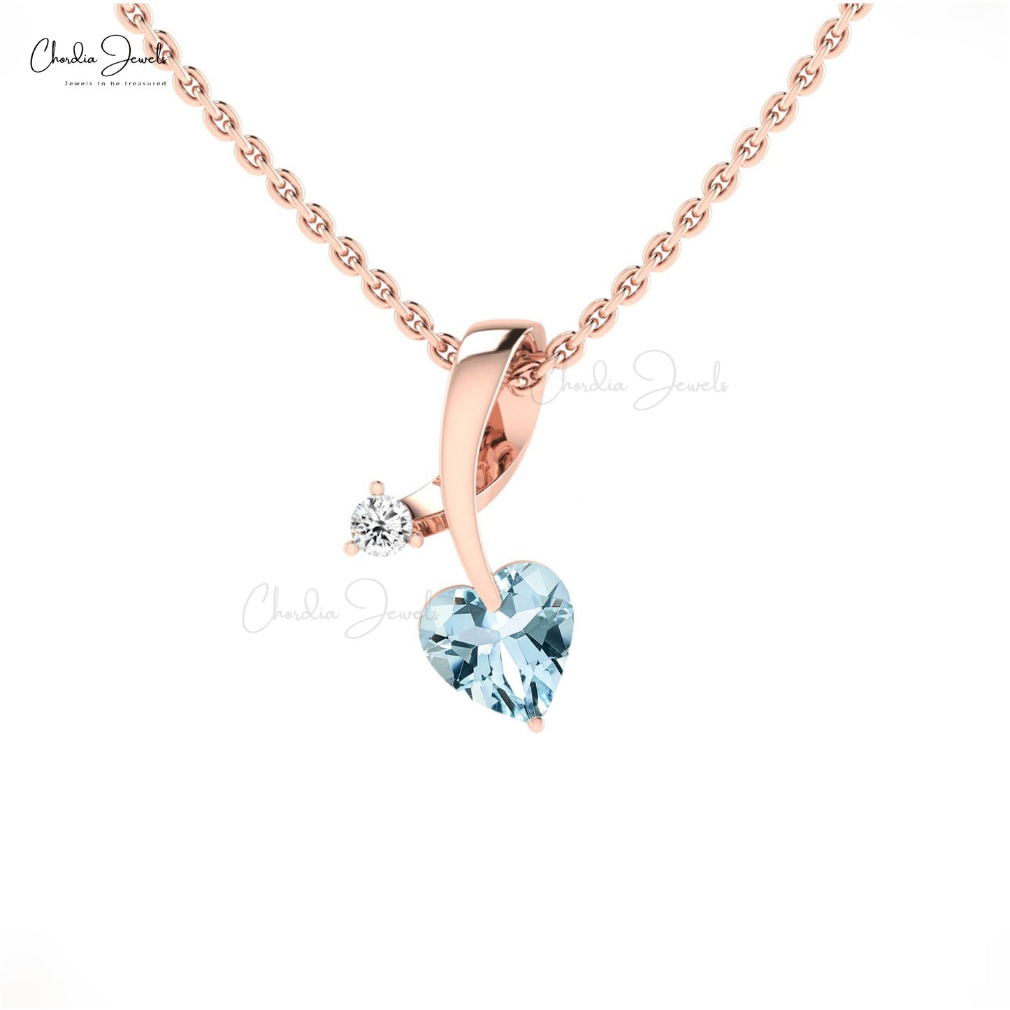AAA Aquamarine Twisted Diamond Pendant 14k Solid Gold Pendant For Women's