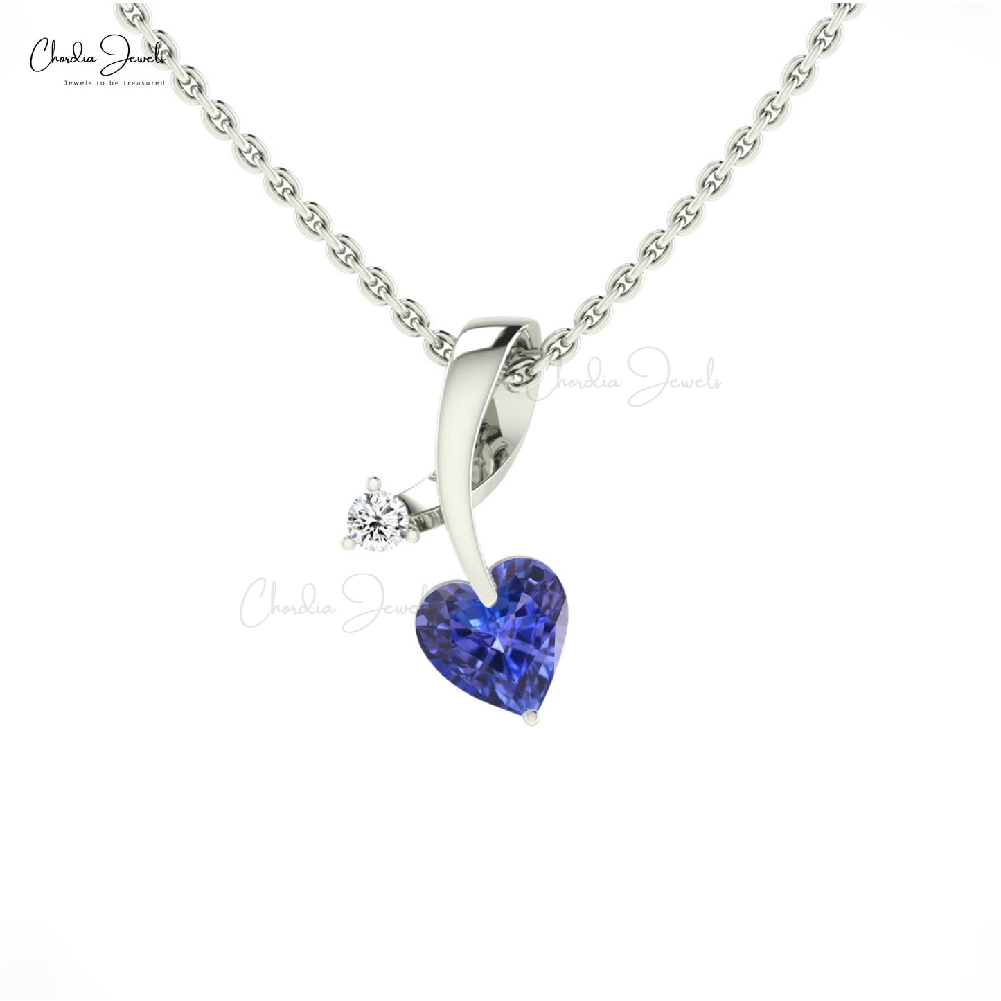 Load image into Gallery viewer, tanzanite heart twisted pendant
