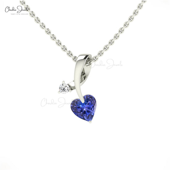 Load image into Gallery viewer, Natural Tanzanite Diamond Studded Pendant In 14k Solid Gold December Birthstone Pendant
