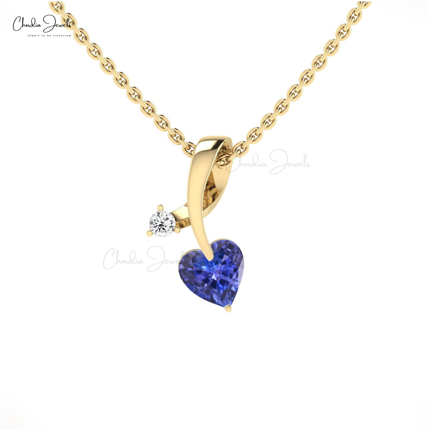Load image into Gallery viewer, Natural Tanzanite Diamond Studded Pendant In 14k Solid Gold December Birthstone Pendant
