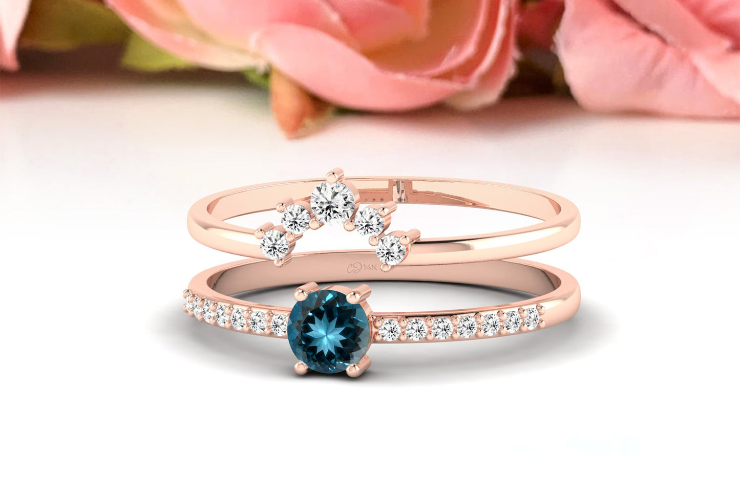 Natural London Blue Topaz Wedding Ring