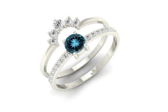 2 Carat Emerald Cut London Blue Topaz and Diamond Wedding Ring Set in —  kisnagems.co.uk