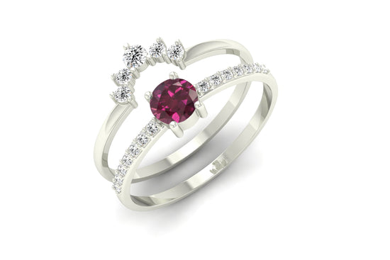 Load image into Gallery viewer, Natural Rhodolite Garnet and Diamond Ring
