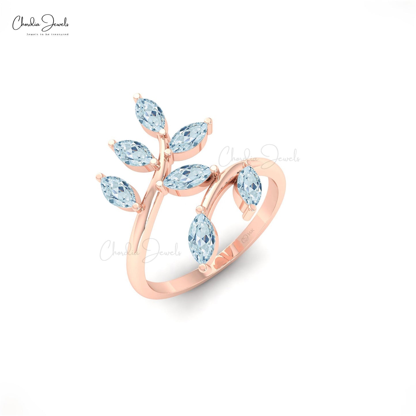 Seven Stone Leaf Ring