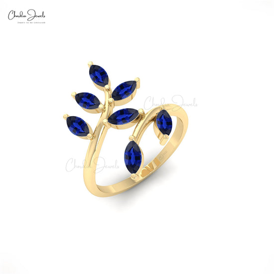 Load image into Gallery viewer, Leaf Engagement Ring With Natural Blue Sapphire
