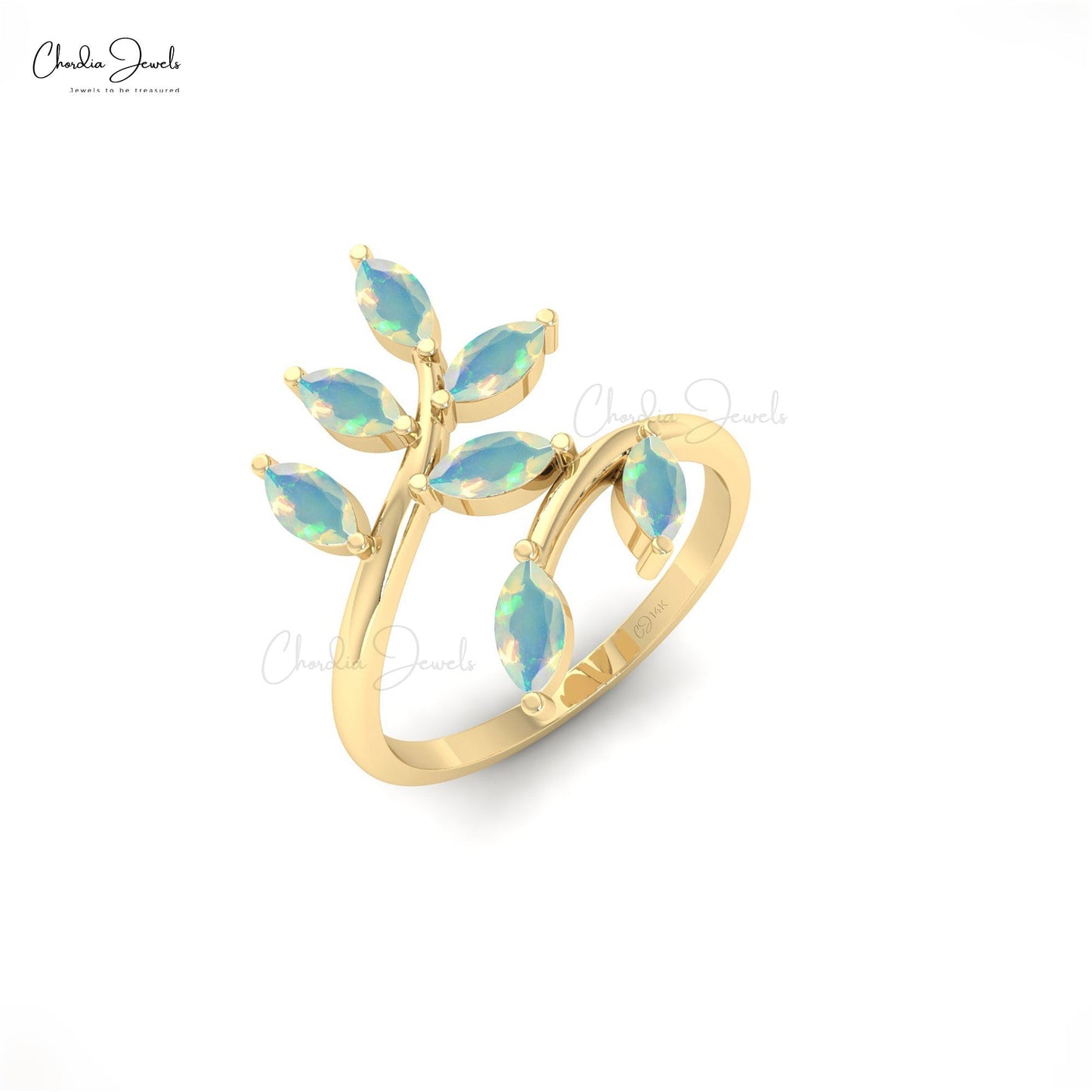 Double Leaf Ring in Solid Gold - Tales In Gold