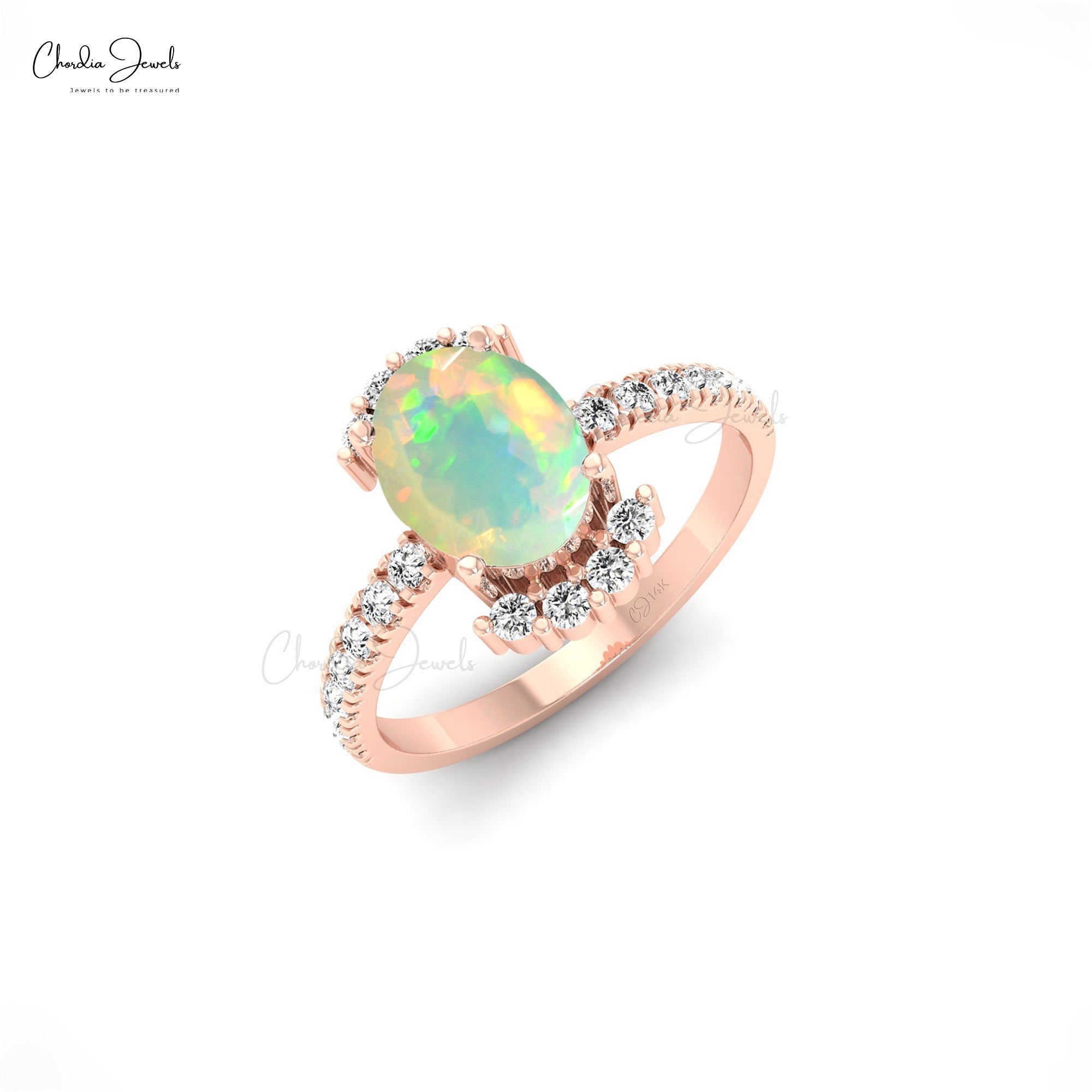 Dont Miss Our Diamond Half Halo Fire Opal Ring in 14k Gold Shop