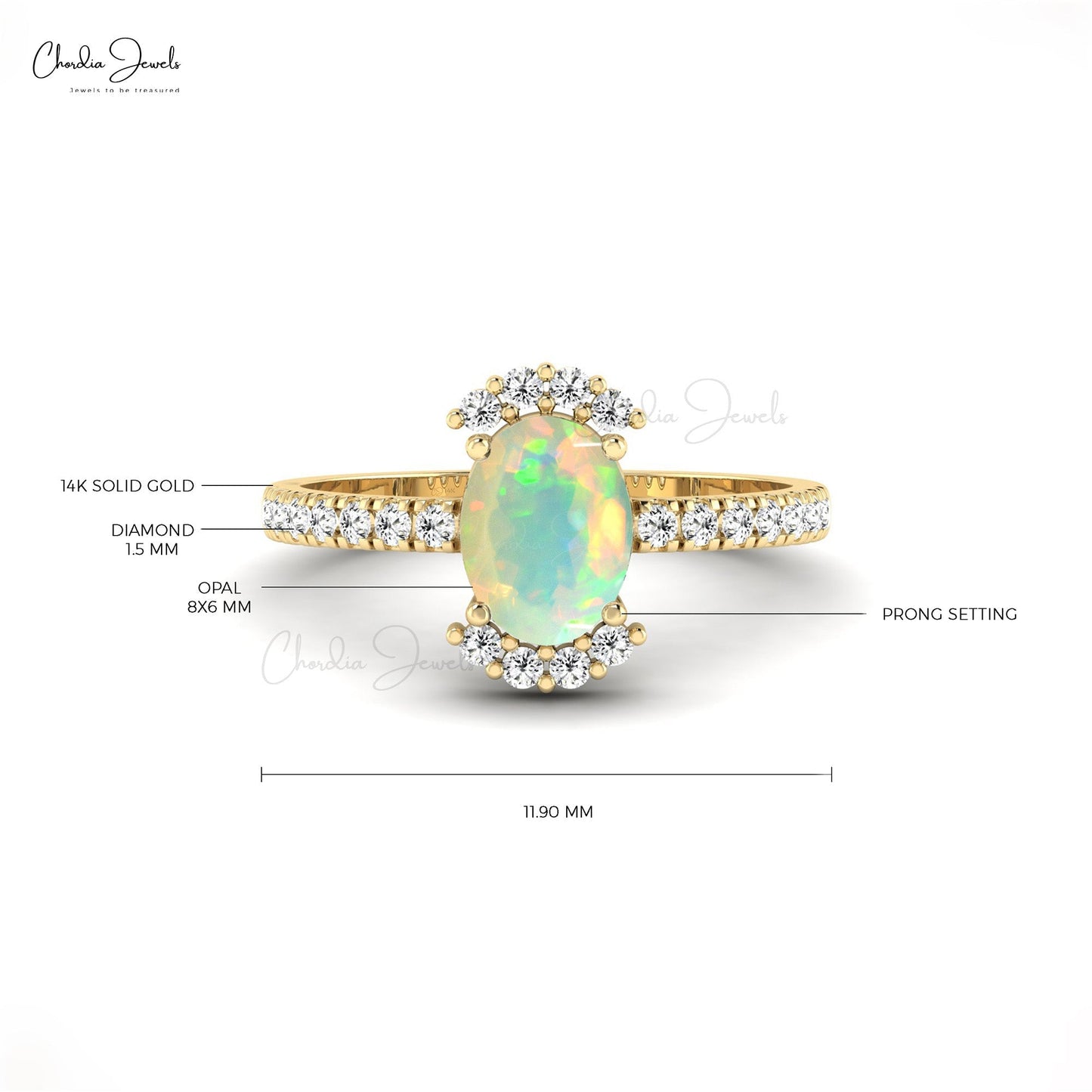 Authentic Fire Opal Solitaire Diamond Accent Side Stone Engagement Ring For Women