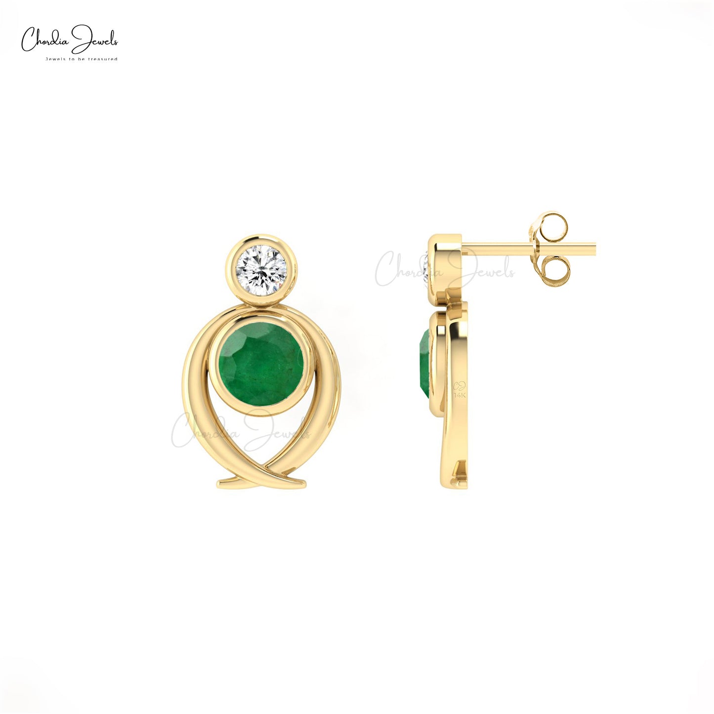 Captivate hearts with emerald and diamond studs earrings