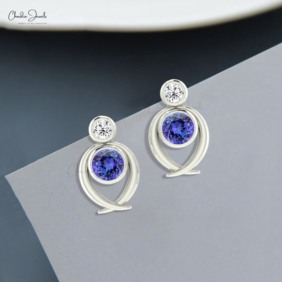 diamond accent tanzanite stud