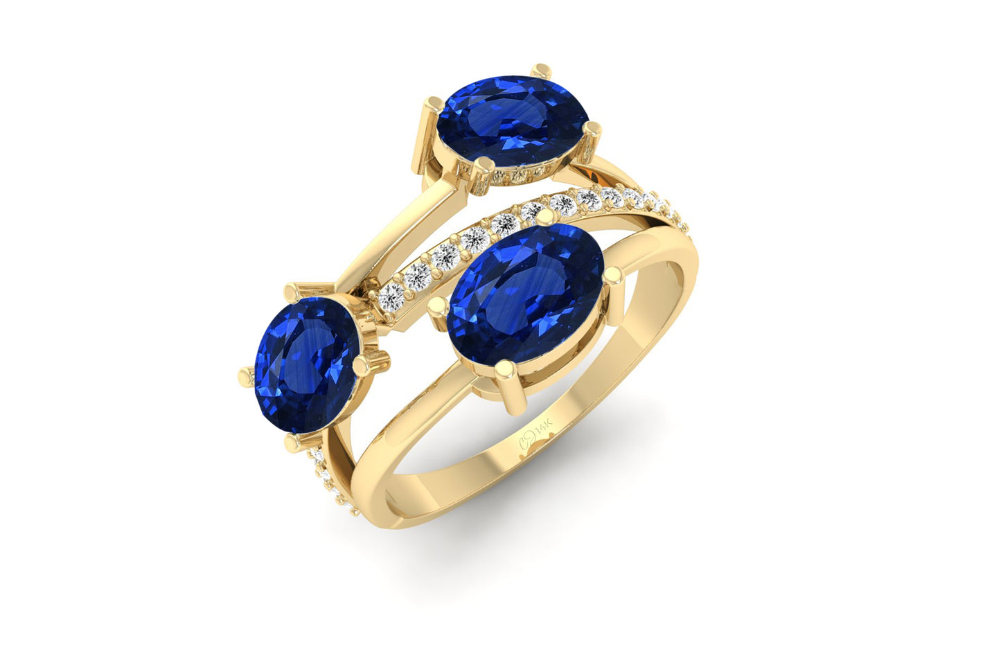 14k White Gold Split Shank 3 Stone Round Diamond Engagement Ring (2 cttw) -  Walmart.com