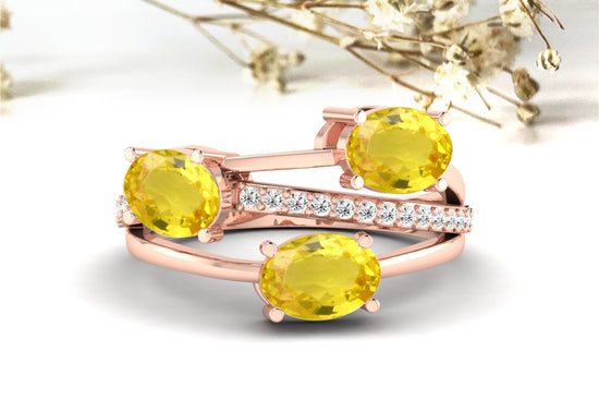 Diamond and Natural Yellow Sapphire Ring