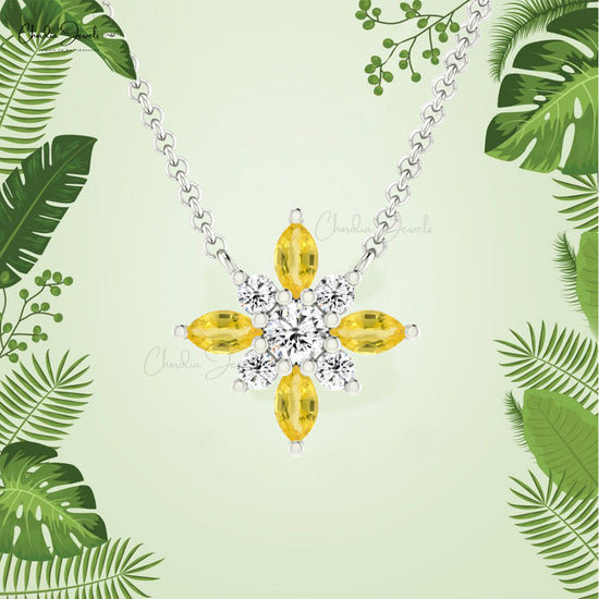 Yellow Sapphire Snow Flake Necklace