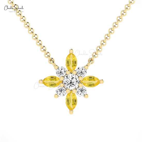 Yellow Sapphire Snow Flake Necklace