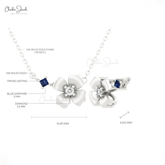 Load image into Gallery viewer, Blue Sapphire Floral Necklace
