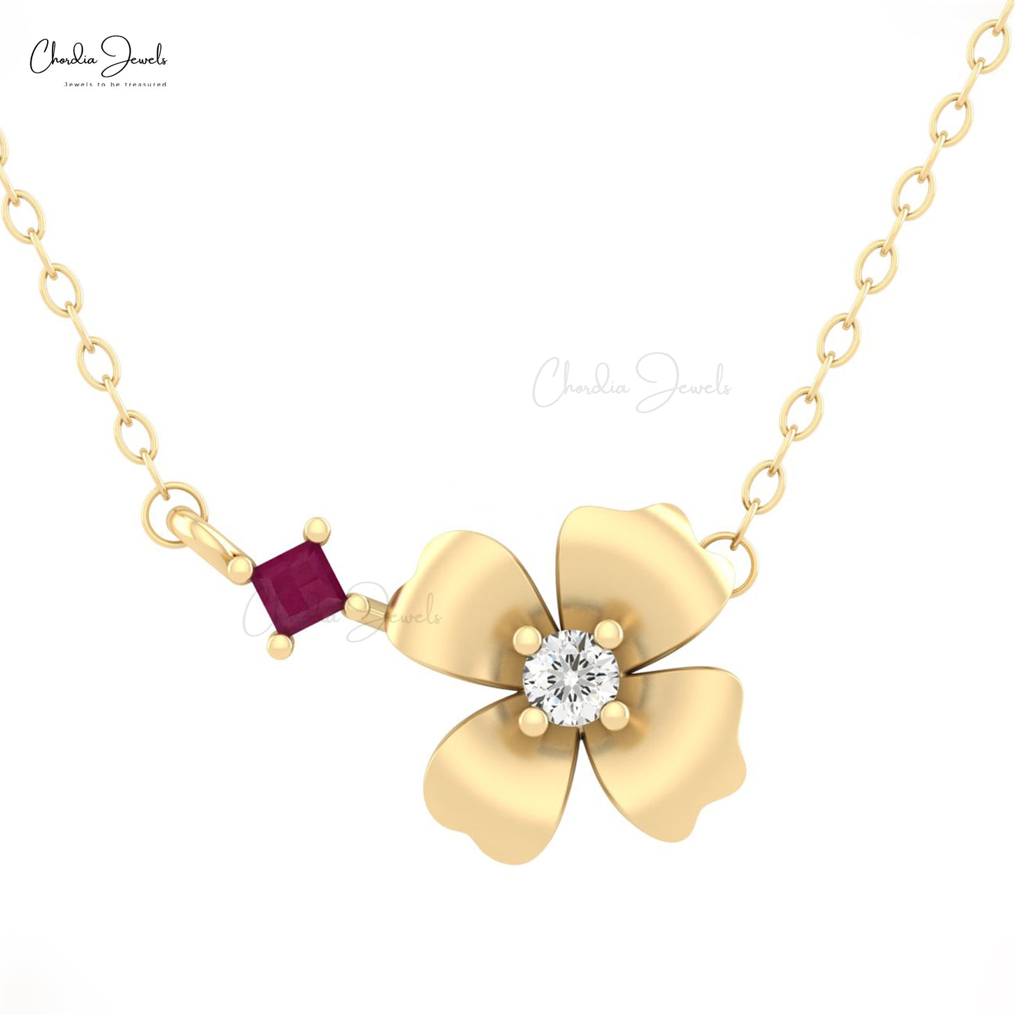 Genuine Ruby Floral Necklace