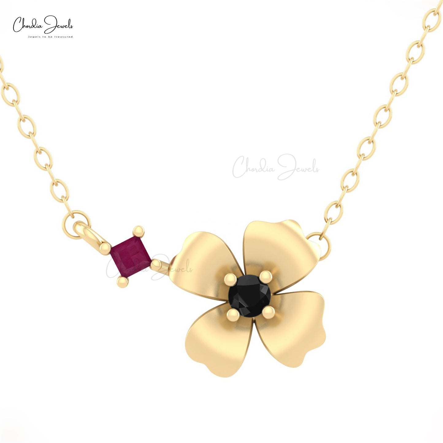 Genuine Ruby Floral Necklace