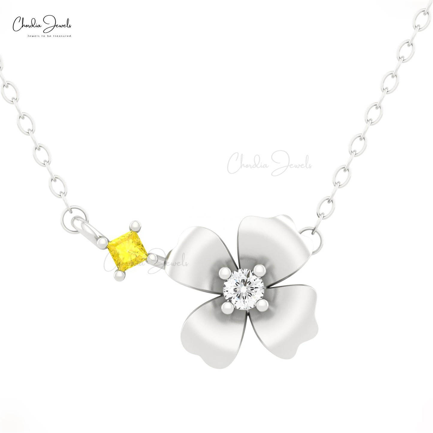 Yellow Sapphire Floral Necklace