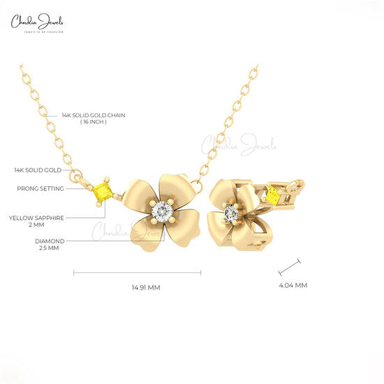 Yellow Sapphire Floral Necklace