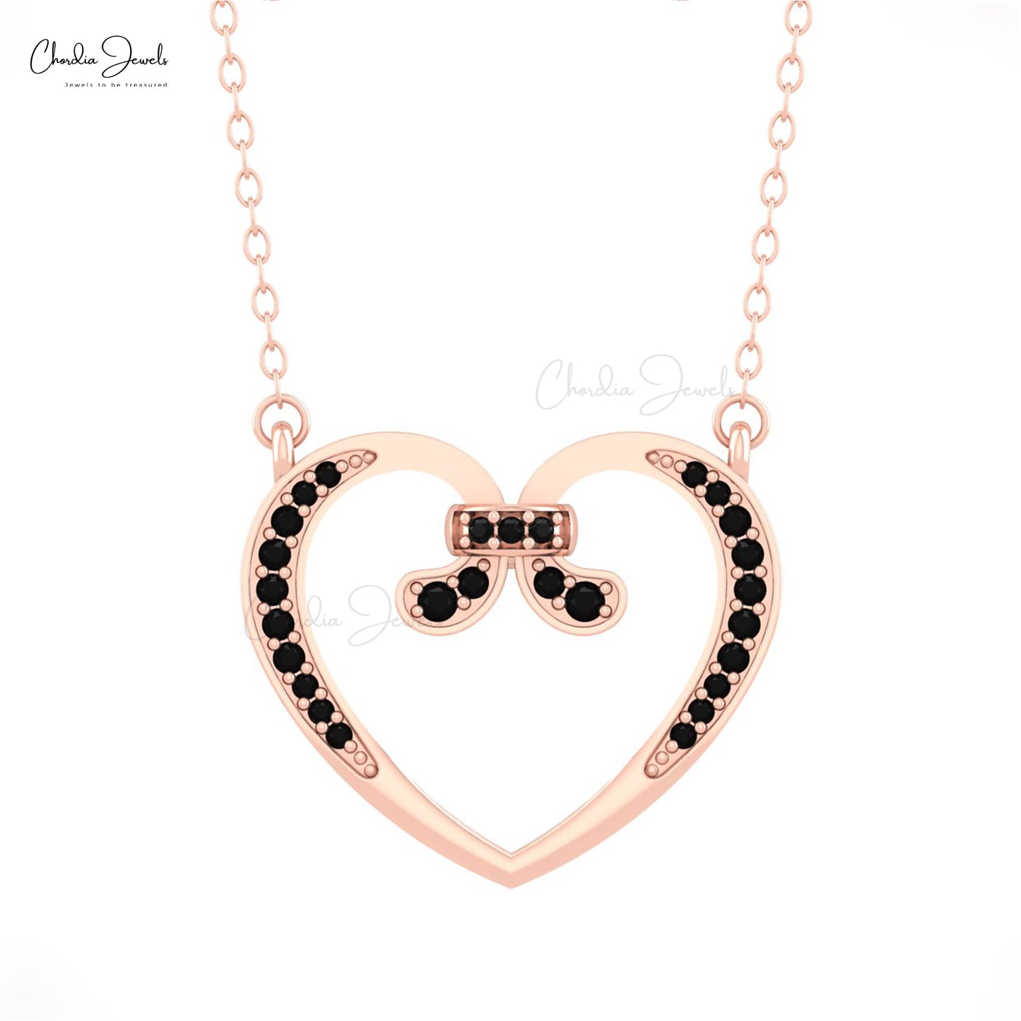 Black Diamond Heart Shape Necklace