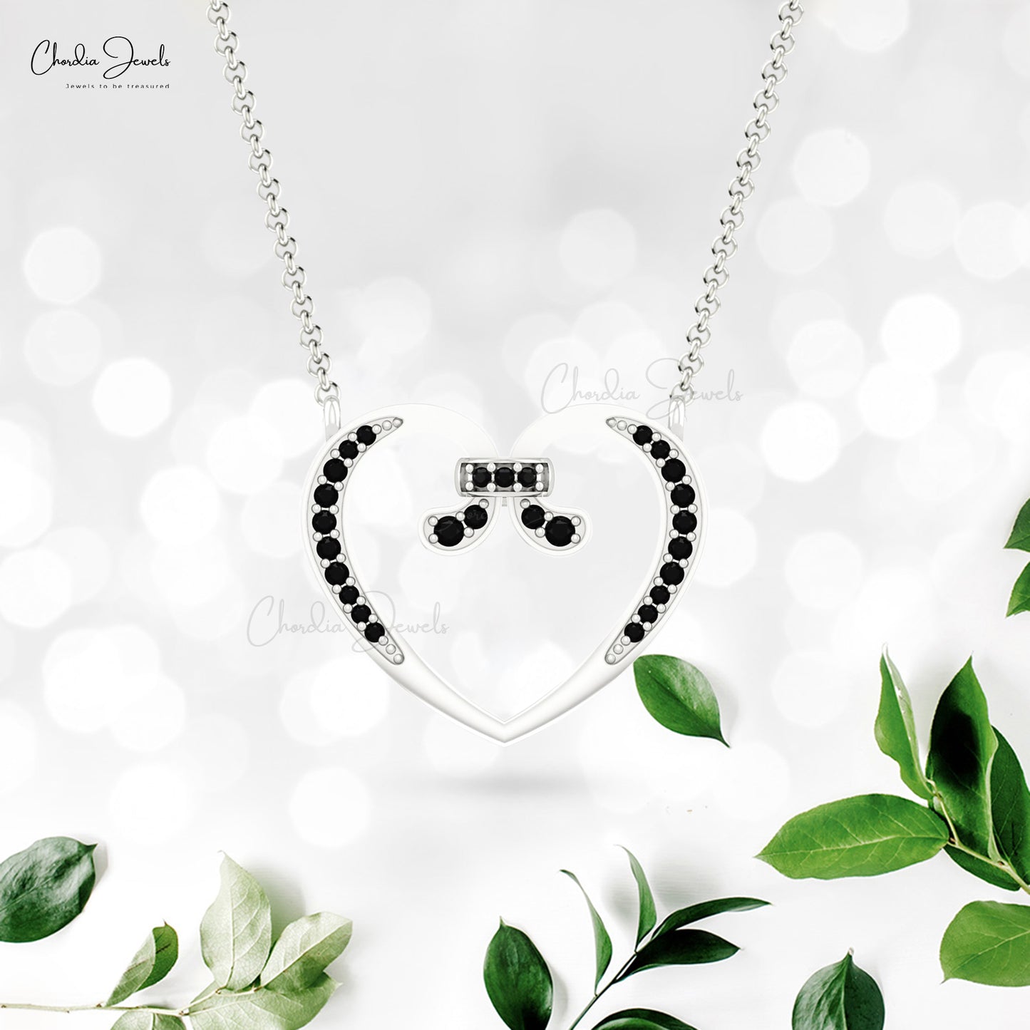 Black Diamond Heart Shape Necklace