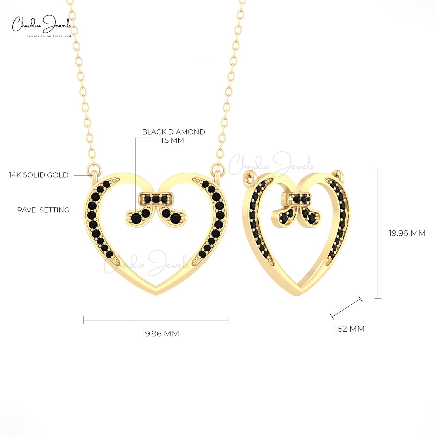 Black Diamond Heart Shape Necklace