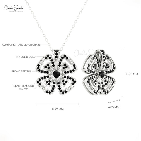 Genuine Black Diamond Floral Pendant