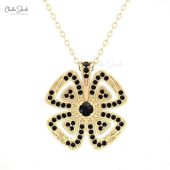 Load image into Gallery viewer, Creative Handmade 14k Pure Gold Pendant Authentic Black Diamond Floral Pendant Necklace For Women Light Weight Jewelry For Birthday Gift
