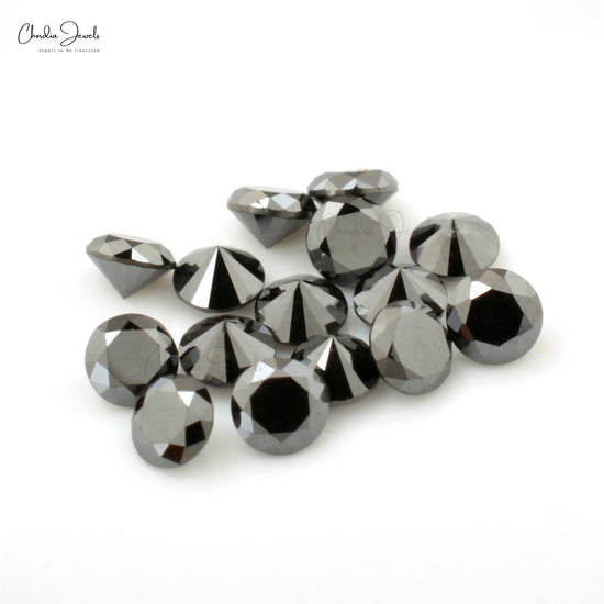 Black Diamond 1.90 MM Round Excellent Cut Natural Gemstone, 1 Piece