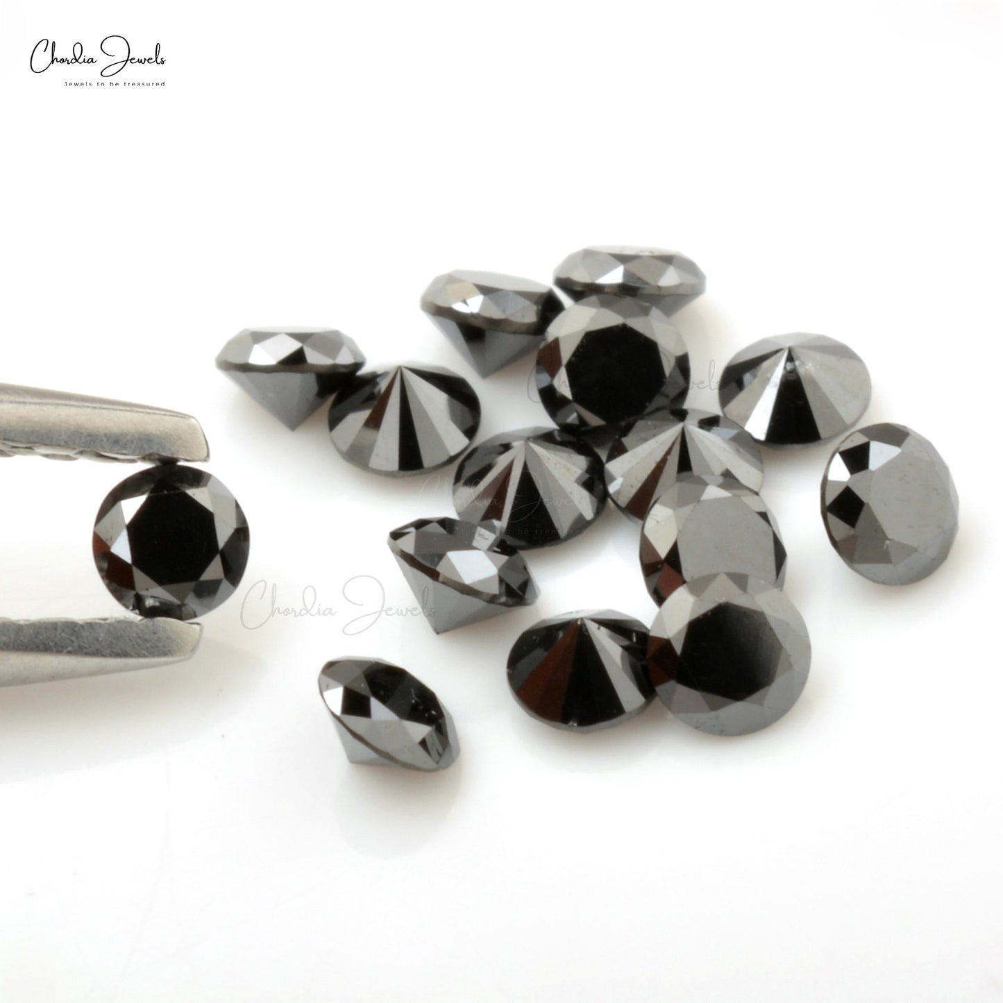 Black Diamond Faceted Round Cut 1 MM Natural Gemstone, 1 Piece