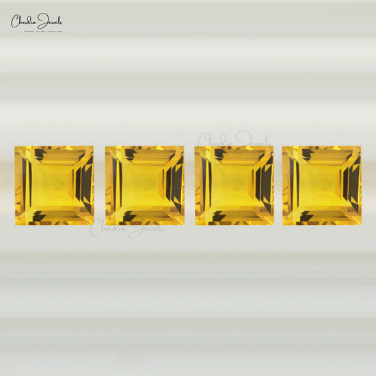 6MM-6.5MM High Grade Citrine Square Loose Gemstone at Wholesale from India, 1 Piece