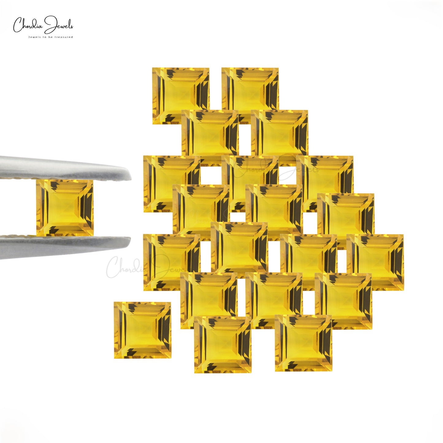 7MM-8MM Square Cut AAA Genuine Citrine Gemstone for Jewelry Making, 1 Piece