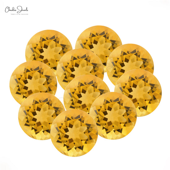 6.50 mm Natural Round Cut Citrine Faceted Loose Gemstone ,1 Piece
