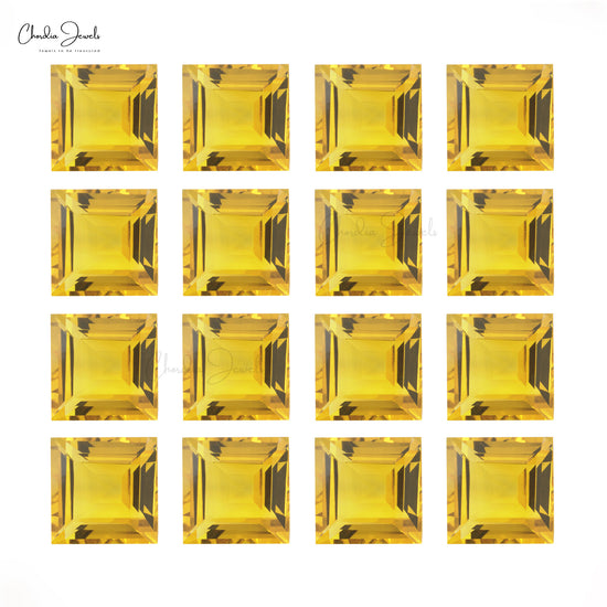 AAA Quality Genuine Citrine 12MM-13MM Square Faceted Loose Gemstone, 1 Piece