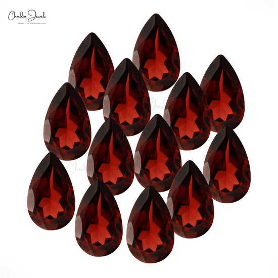 Top Grade Genuine Red Garnet Pear Brilliant Cut Faceted Gemstone, 1 Piece