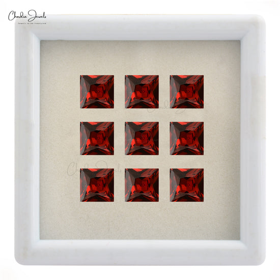 Square Faceted 3MM Semi Precious Garnet Loose Gemstone for Wholesale, 1 Piece