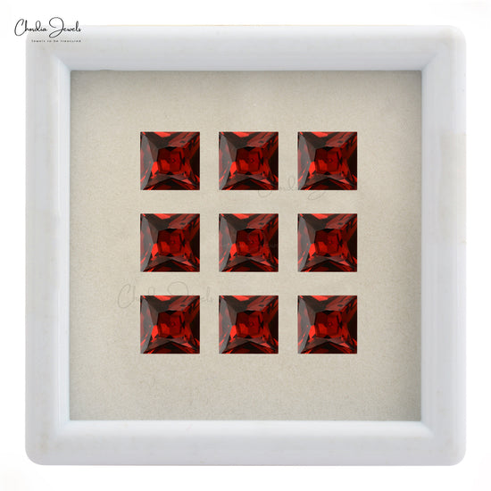 Load image into Gallery viewer, Square Faceted 3MM Semi Precious Garnet Loose Gemstone for Wholesale, 1 Piece
